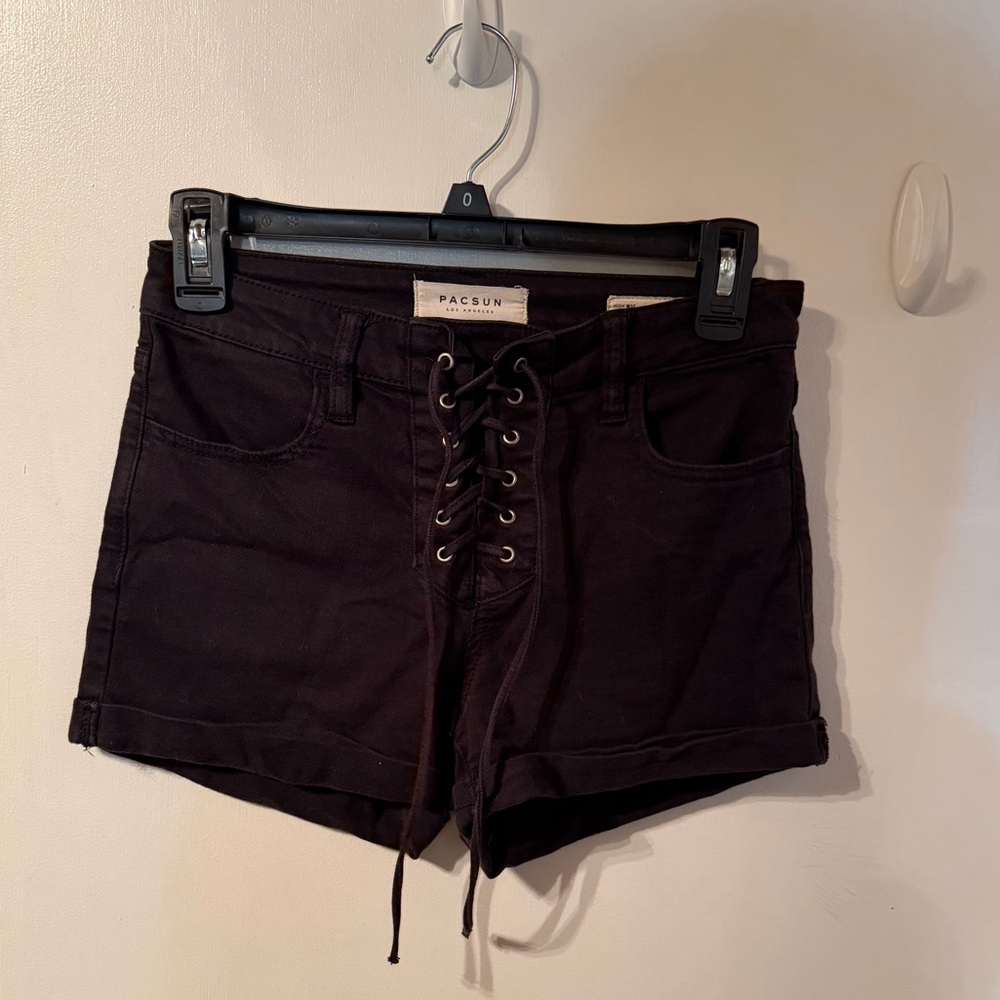 PacSun Black Lace-Up High Waist Women's Shorts